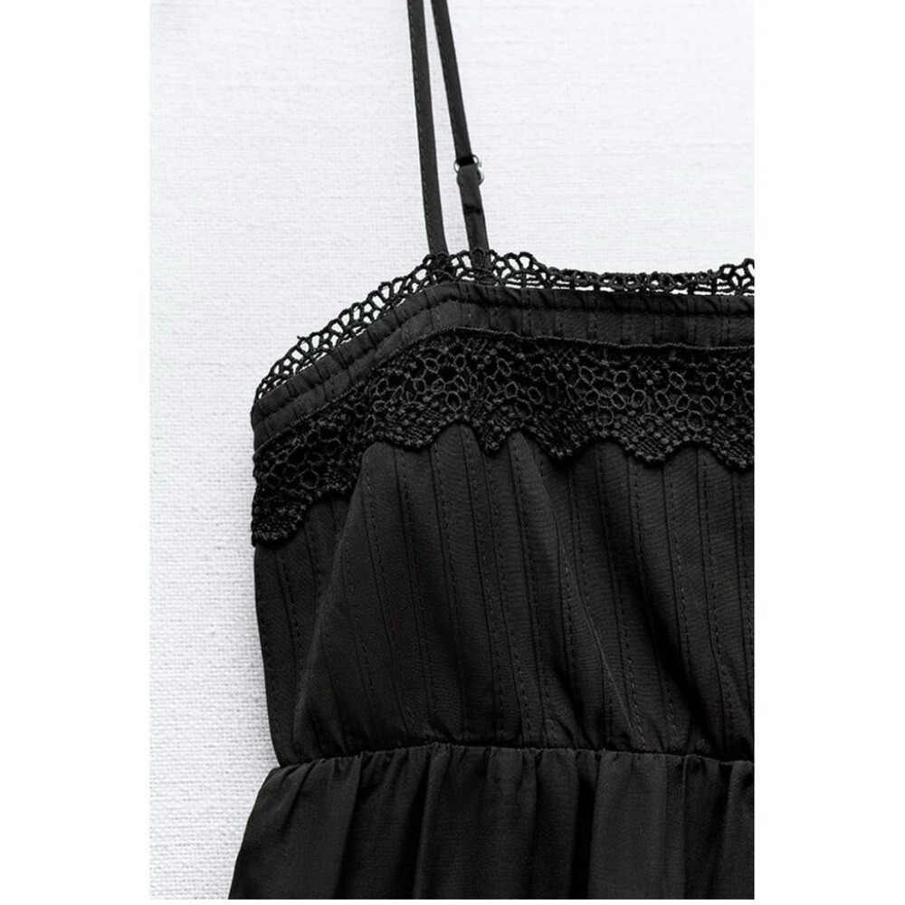 ZARA TIERED POPLIN MIDI DRESS Size Medium - Picture 4 of 4